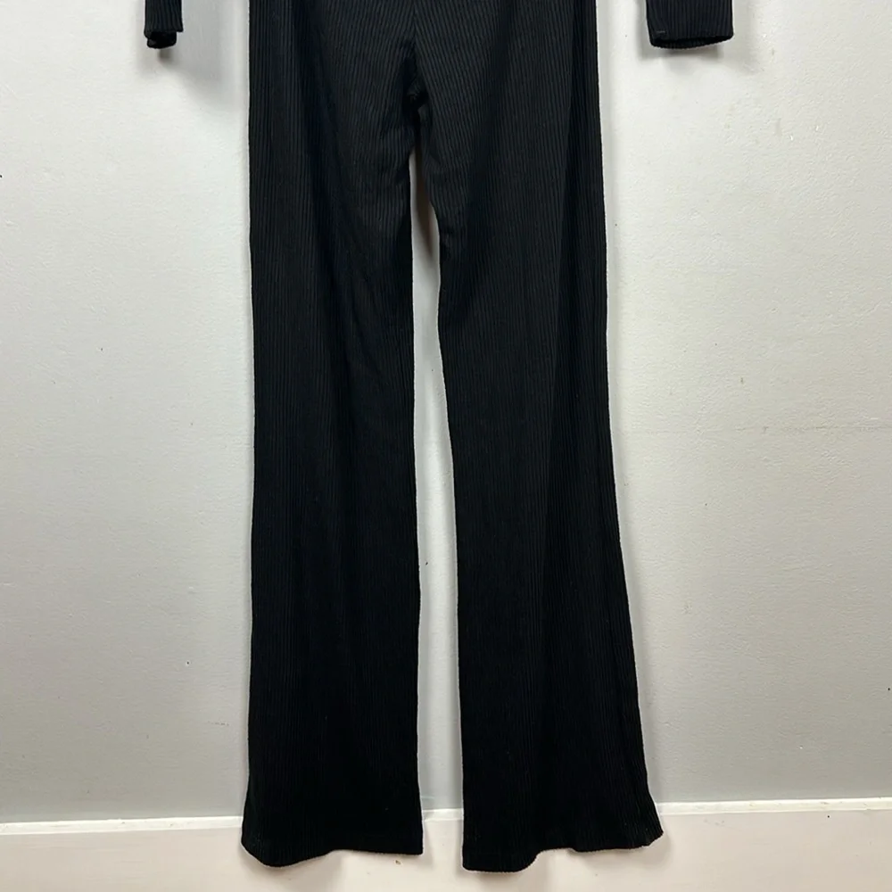 Free People LNA Emily Ribbed Jumpsuit Size Small Black